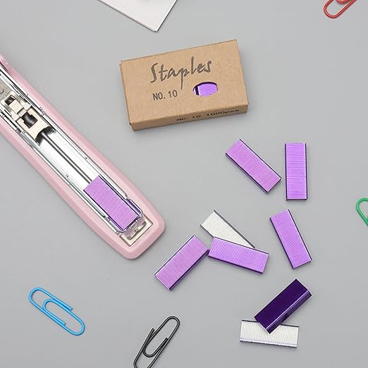 NatSumBasics 4000 Purple Staples Small Colored #10 Staples for Mini Stapler Refill, No.10 Staple, Smaller Than Standard Staple (Purple)