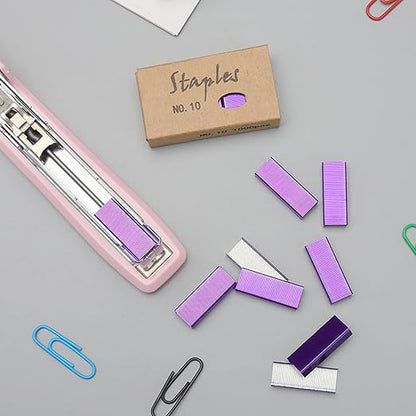 NatSumBasics 4000 Purple Staples Small Colored #10 Staples for Mini Stapler Refill, No.10 Staple, Smaller Than Standard Staple (Purple)