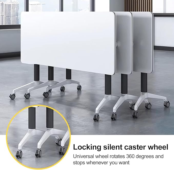 Conference Room Table with Flip-Top Design for Dynamic Meetings, Business Table Computer Desk with Heavy-Duty Frame,Foldable Seminar Meeting Tables for Home Office (2, E, 47.2IN)