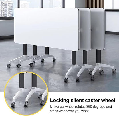 Conference Room Table with Flip-Top Design for Dynamic Meetings, Business Table Computer Desk with Heavy-Duty Frame,Foldable Seminar Meeting Tables for Home Office (6, E, 47.2IN)