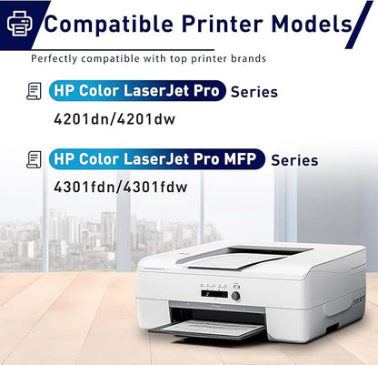210X 210A Toner Cartridge 4Pack Compatible Replacement for HP 210X 210A W2100A Toner Cartridge Work with Color LaserjetPro MFP 4301fdw 4301fdn Pro 4201dn 4201dw Printers Ink lW2100X,B/Y/C/M with Chip