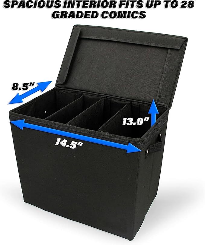 Document Organizer - Large Capacity Comics Box, Portable File Container | Box with Handle and Dividers | For Office, School, Home, Bedroom, Car and Travel