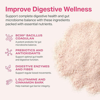 Proper, The Pinks Digestion and Bloat Relief. Drink Mix with Gut Health Probiotics, Prebiotics, Beet Root & Enzymes for Digestive Support. Bloating and Microbiome Supplement for Women and Men