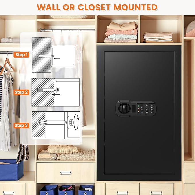 27.56'' Tall Fireproof Safe Box, 6.1 Cuft Home Safety Box with Fireproof Waterproof Bag, Anti-Theft Security Document Safe with Combination Lock & Removable Shelf, Large Safes for Home Cash Medicine