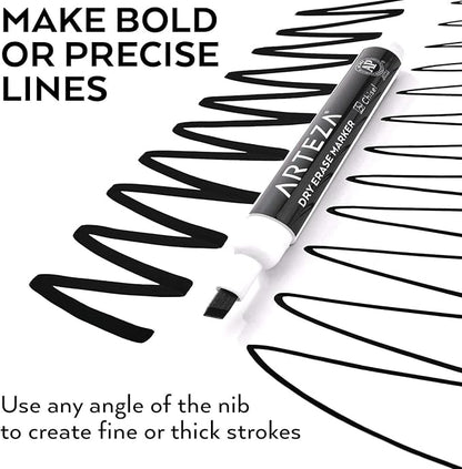 Arteza Black Dry Erase Markers, Bulk Pack of 52 Whiteboard Markers, Chisel Tip, Low-Odor Ink, Long-Lasting & Easy-to-Erase, Ideal for School, Office, Homeschooling and Teachers