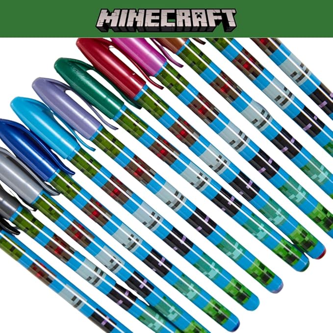Innovative Designs Minecraft Gel Pens Set for Kids, 24 Pack with Glitter Gel Pens, Cute Pens for Boys and Girls