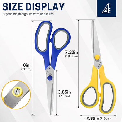 36 Packs 8" Multipurpose Scissors, Ultra Sharp Blade Shears, Comfort-Grip Handles, Sturdy Sharp Scissors for Office Home School Sewing Fabric Craft Supplies, Right/Left Handed