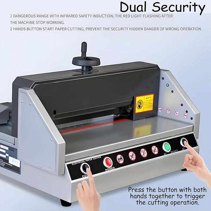 A4 Desktop Electric Paper Cutter 1.57in Cutting Thickness 13in Width Paper Trimmer with Infrared Protection for Office, School, Printing Plant