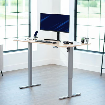 VIVO Electric 63 x 32 in Standing Desk, Memory Height Adjustment, 1B Series, Light Wood Top Gray Frame, DESK-KIT-1G1C