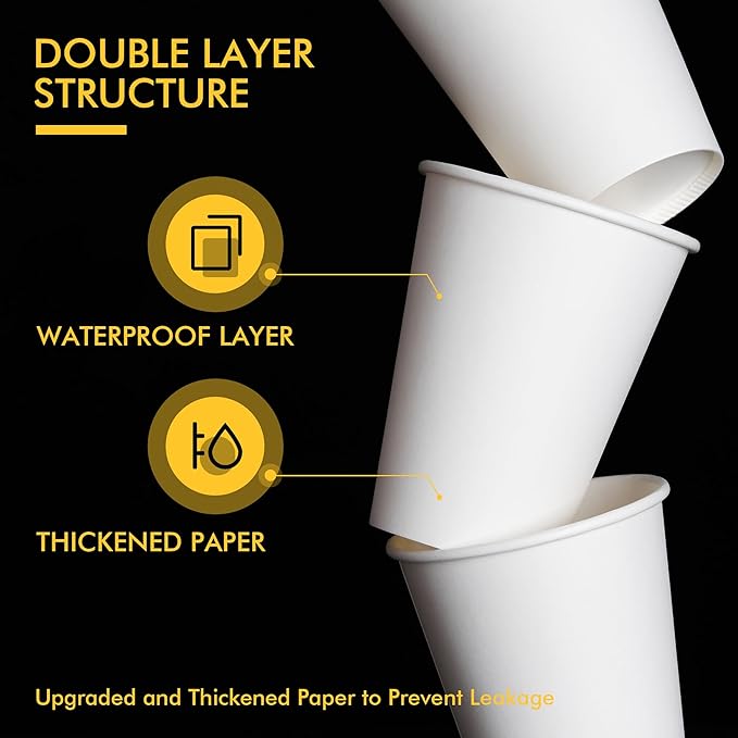 RACETOP 8 oz Disposable Coffee Cups [500 pack], Hot Coffee Cups 8 oz, Ideal for Office, Home, Party(500 pack)