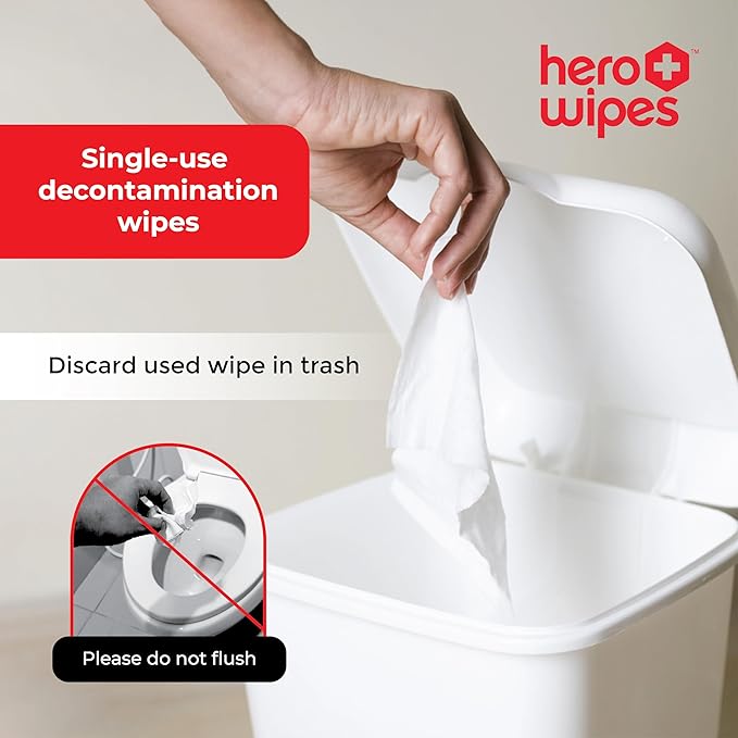 Hero Wipes Body Wipes Remove 98% Of Carcinogens, Ash, Soot, Smoke, Toxins - 12 Packs of 48ct Extra Thick Durable 10x9 inches Firefighter Wet Wipes