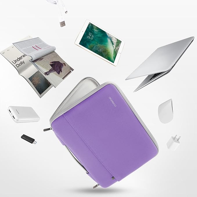 DOMISO 15.6 inch Laptop Case Sleeve Protective Cover Compatible with 16 inch MacBook Pro M4 M3 M2/Pro Max,15.6-16 inch HP Dell ASUS Lenovo Chromebook,Waterproof Computer Cases Bag with Handle,Purple