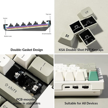 Keychron Q6 Max QMK/VIA Bluetooth Wireless /2.4 GHz/USB-C Wired Custom Mechanical Keyboard, Full Size Programmable Knob RGB Backlit Hot-Swappable Gateron Brown Switch for Mac Windows Linux - White