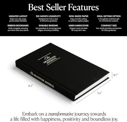 The Original Gratitude Journal 2026 for Men to Boost Confidence & Self Esteem - Daily Mindful Affirmations for Boys with Powerful Quotes and Insightful Prompts for Happiness - Premium Hardcover Black