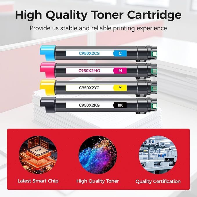 C950X2KG C950X2CG C950X2MG C950X2YG Toner Cartridge Set 4-Pack Replacement Compatible with Lexmark C950 X950 C952 X952 X954 C950de X952dte X950de X954dhe Laser Printer Ink Black Cyan Magenta Yellow