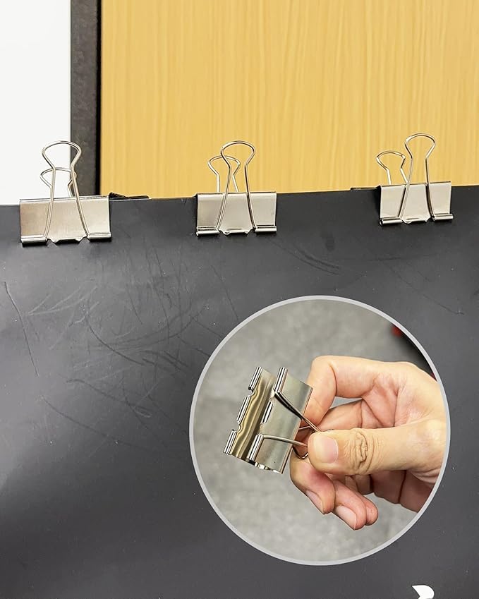 12Pcs Binder Clips 1.6in Binder Paper Clips Reusable Paper Clamps Clips for Office Supplies Organized Document Storage in Office, Study Room, School – Silver