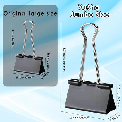 18PCS Jumbo Binder Clips 3 Inch, Black, Binder Clips Extra Large Heavy Duty for Office Supplies