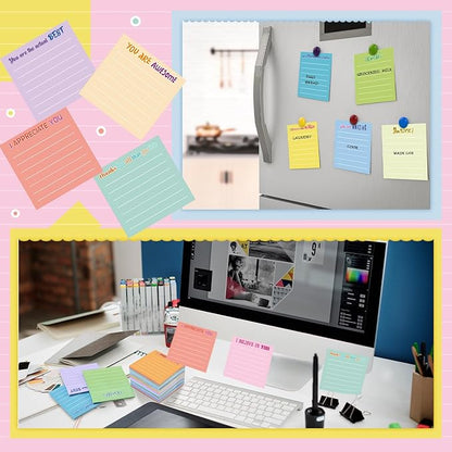 Yinder 24 Pcs Inspirational Sticky Notes Christmas Stocking Stuffers Motivational Sticky Notes Pad Employee Appreciation Gift Bulk for Teacher Nurse Coworker Office 3 x 3'' (Thankful,Light Color)