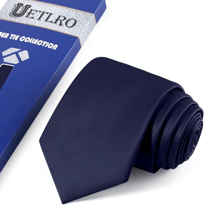 Black Ties For Men Solid Pure Color Formal Neckties 3.15" (8CM) Men's Tie for Business and Wedding with Gift Box