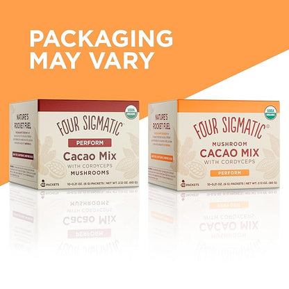 Four Sigmatic Boost Mushroom Cacao | Organic Instant Cacao with Cordyceps & Ginger | Supports Stamina & Energy | Drink it or Bake with it | 10 Packets