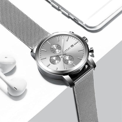 CRRJU Mens Stylish Casual Quartz Watches for Men Luxury Waterproof Calendar Chronograph Japan Movement Wristwatches