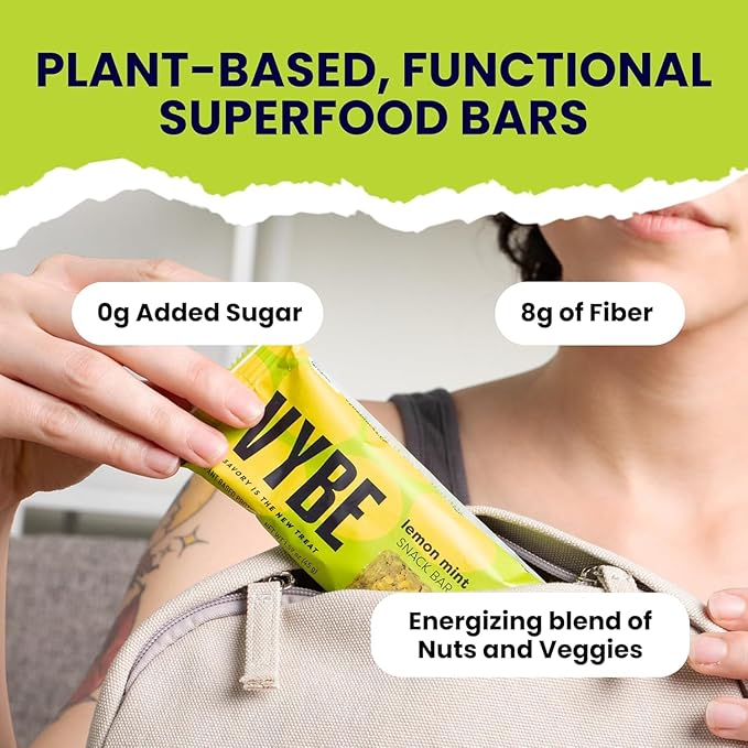 Vybe Snacks Savory Snack Bars – Ginger Garlic & Lemon Mint (2 of each) Crunchy & Delicious | Zero-Added Sugar, Gluten-Free, Plant-Based Goodness, Keto-Friendly, No Artificial Ingredients (Pack of 4, Variety Pack)