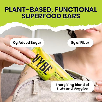 Vybe Snacks Savory Snack Bars – Ginger Garlic & Lemon Mint (2 of each) Crunchy & Delicious | Zero-Added Sugar, Gluten-Free, Plant-Based Goodness, Keto-Friendly, No Artificial Ingredients (Pack of 4, Variety Pack)