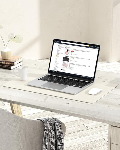 YSAGi Non-Slip Leather Desk Pad, Desk Matt for Desktop, Waterproof Laptop Computer Keyboard Mat, Table Protector Blotter Mat, Large Mouse Pad for Office/Work/Home/Decor(Cream, 23.6" x 13.7")