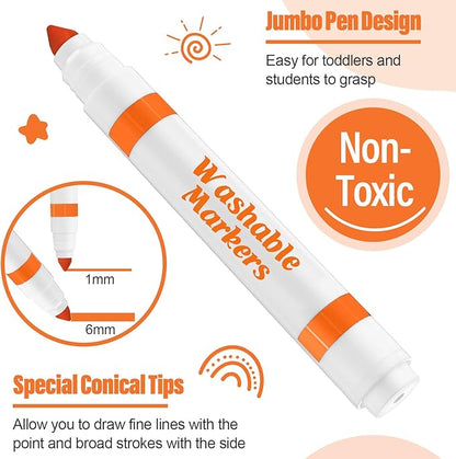 Janlaugh 36 Pcs Orange Washable Markers Bulk Coloring Broad Line Markers for Kids Orange Conical Tip drawing pen for School Supplies, travel Art baby shower gender reveal party Supplies, Ages 6+
