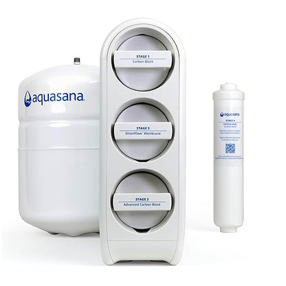 Aquasana SmartFlow® Reverse Osmosis Water Filter | RO Under Sink System | WQA Certified up to 99.99% of 90 contaminants Including Fluoride, PFAS, Arsenic, Lead, and Chlorine | Does not Include Faucet