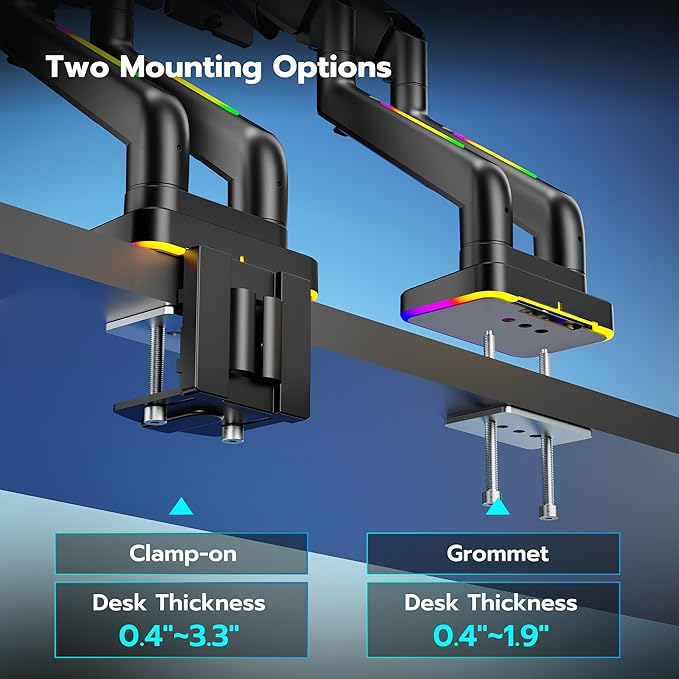 ARES WING Dual Monitor Mount for 17-35 Inch Ultrawide Heavy Duty Curved Screen, Computer Monitor Arm Desk Mount, Gas Spring Adjustable Vesa Stand, Black