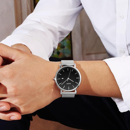 BUREI Men Wrist Watches Fashion Minimalist Analog Quartz Waterproof Watches for Men