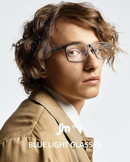 JM Al-Mg Metal Blue Light Blocking Glasses Men Women Anti Blue-Light Computer Glasses, Relieve Eyestrain and Eye Protection