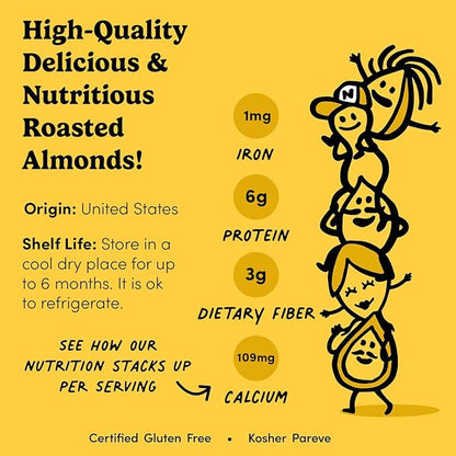 Nuts.com Roasted Almonds (50% Less Salt) – 24 Single-Serve Bags – Healthy, Gluten-Free, High-Protein, Low-Carb Keto Snacks for Adults – Individually Wrapped Nuts – Shelf-Stable Bulk Snacks for Office or Road Trips