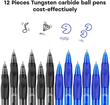 USUAL Retractable Erasable Pens 12 Colored Erasable Gel Pen 0.5mm Erasable Gel Pens Black Make Mistakes Disappear Smooth Writing Pen Office Back-to-School Supplies (6 Black 6 Blue)