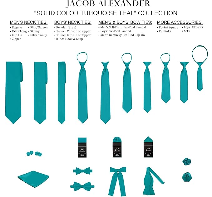 Jacob Alexander Solid Color Mens Tie - Soft-lined Necktie - Timeless Formal Look for Weddings and Business - (Regular Size)