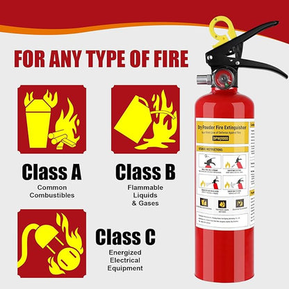 2Pack ABC Fire Extinguisher for Home, 1-A:10-B:C Rated Dry Chemical Extinguisher, Extintor Para Carro Fire Safety Equipment with Quick-Release Handle for Kitchen, Business, Vehicle
