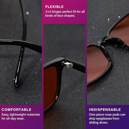 OPTOFENDY Blue Light Glasses for Men Women, Gaming Glasses for Computer, TV, Phone with Anti Fatigue, Eyestrain & UV Glare