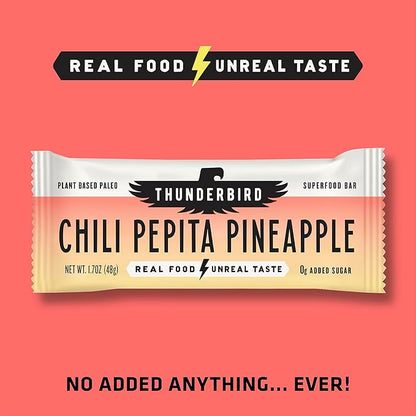 Thunderbird Bars Energy Snack, Gluten-Free with Protein, Healthy Real Food, Vegan Paleo Non-GMO, No Added Sugar, Sweet Spicy Savory Variety Flavor Pack (6 Count, 2 of Each Flavor, 1.7 oz. Bars)