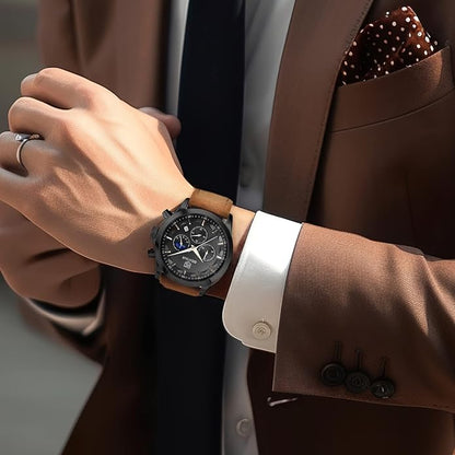 BY BENYAR Mens Watches Analog Quartz Chronograph Waterproof Wrist Watches for Men Fashion Business Work Casual Sport Designer Dress Watch with Calendar Elegant Gifts for Men