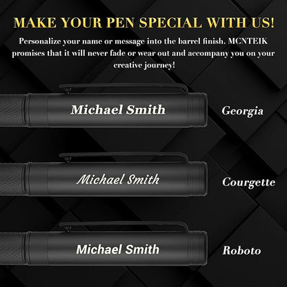 Personalized Matte Black Forest Rollerball Pen, Luxury Pen with Schmidt Black Ink Refill, Fancy Pen Gift Set for Men & Women, Business Signature, Executive, Office, Nice Fancy Designer Pens