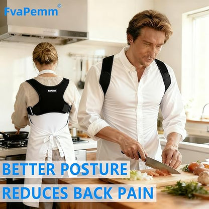 Posture Corrector for Women Men, Copper Upper Back Brace, Back Straightener Support Correcting Hunchback and Bad Posture, Back Pain Relief for Neck, Shoulder, Clavicle, Black, L/XL