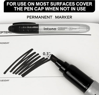 Jumo Permanent Markers, 60 Count Black, Chisel tip, Oil-Based Permanent Markers, Waterproof and Fade-Resistant, for Paper, Wood, Metal, Glass and More