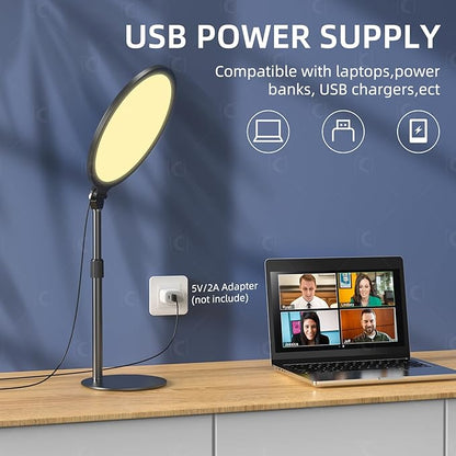 10.5in LED Desk Ring Light, Video Conference Lighting for Zoom Meeting/Video Calls, Live Stream, Home Office, Computer Lighting for Webcam, Online Classes, Professional Streaming