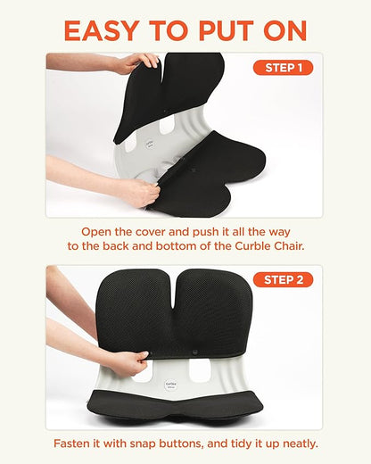 curble Grand Cover, Detachable Cover for Adult Chair, Ergonomic Chair Back Support and Lumbar Support (Black)