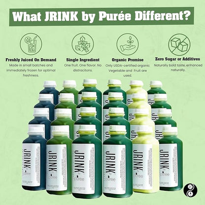JRINK by Purée Advance Juice Cleanse,Cold Pressed Detox Drink with Organic 4 Day-Healthy Vegetable and Fruit Juice, Frozen Pressed Juice Cleanse, 24 Bottles, 16oz Each