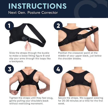 Copper Compression Posture Corrector for Men & Women - Adjustable Copper Infused Orthopedic Brace for Pain Relief from Bad Posture, Slumping - Targets Upper Back, Shoulders, Neck, Clavicle