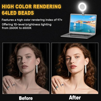 Ring Light for Video Conference Lighting,360°Adjustable,Portable LED Video Conference Lighting for Monitor,Laptop&Desktop Computer,Streaming Light for Zoom Meetings, Selfie Makeup, Video Calls