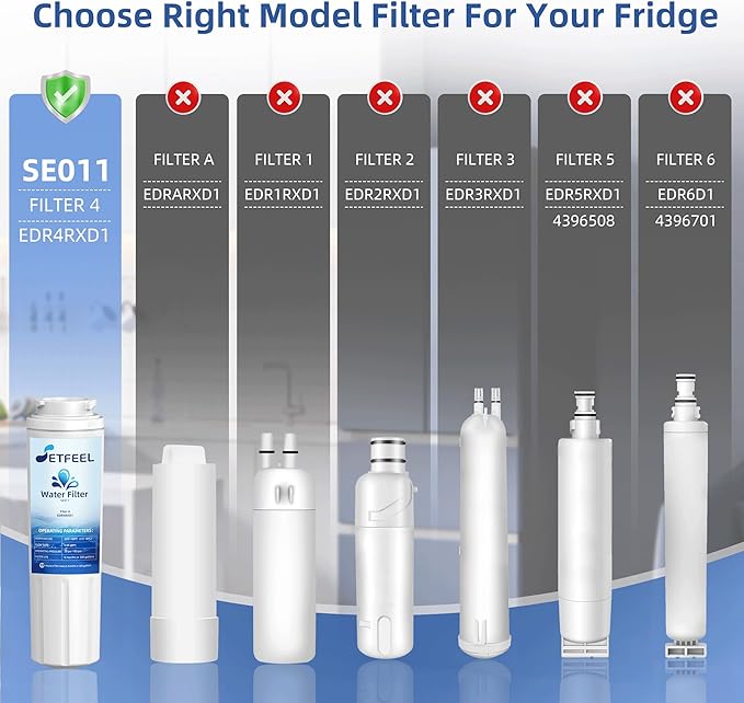 UKF8001 Water Filter Replacement for Kitchenaid, Whirlpool EDR4RXD1, Fiter 4, Fit Kitchenaid Refrigerator Krfc300ess01 wrx735sdhz00 wrx735sdhz01 UKF8001AXX-200, HDX FMM-2, 3 Filter SETFEEL