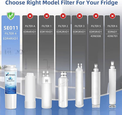 UKF8001 Water Filter Replacement for Kitchenaid, Whirlpool EDR4RXD1, Fiter 4, Fit Kitchenaid Refrigerator Krfc300ess01 wrx735sdhz00 wrx735sdhz01 UKF8001AXX-200, HDX FMM-2, 3 Filter SETFEEL